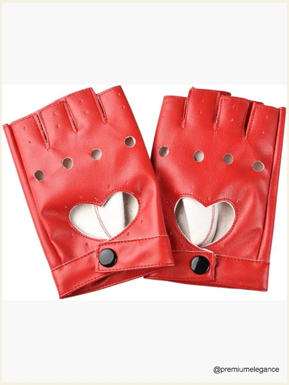 Faux Leather Fingerless Gloves Heart Cutout Punk Cosplay Gloves
